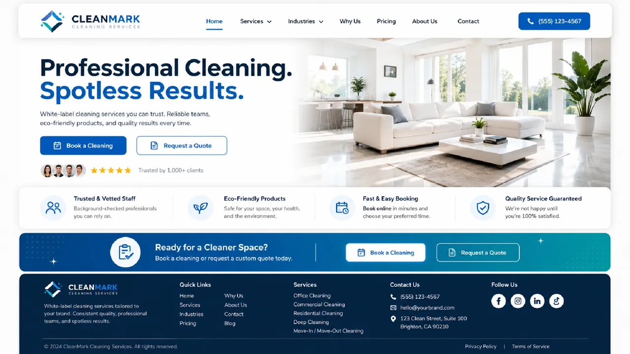 CleanMark — Cleaning Services white-label website design