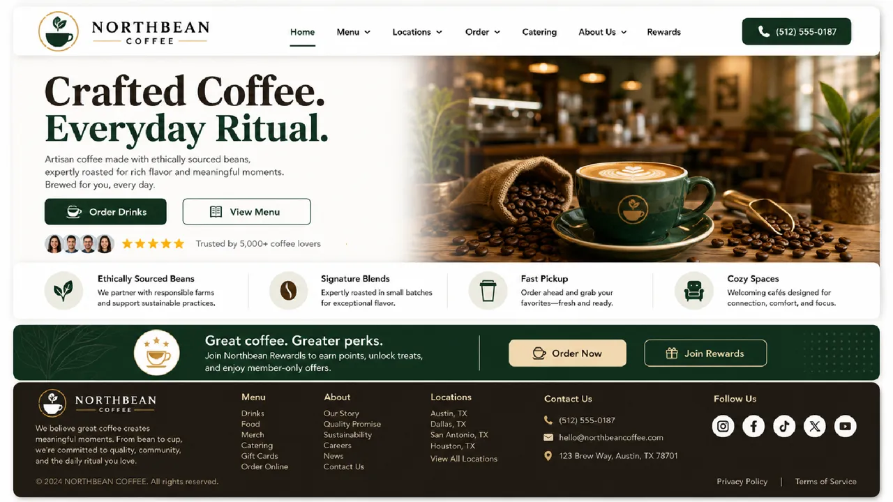 Northbean Coffee — Coffee Roastery white-label website design